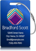 Personalized Luggage Tags - Custom Metal Luggage Tags for Suitcases, Backpacks and Bags with Your Personalized Club Logo Text (Blue)