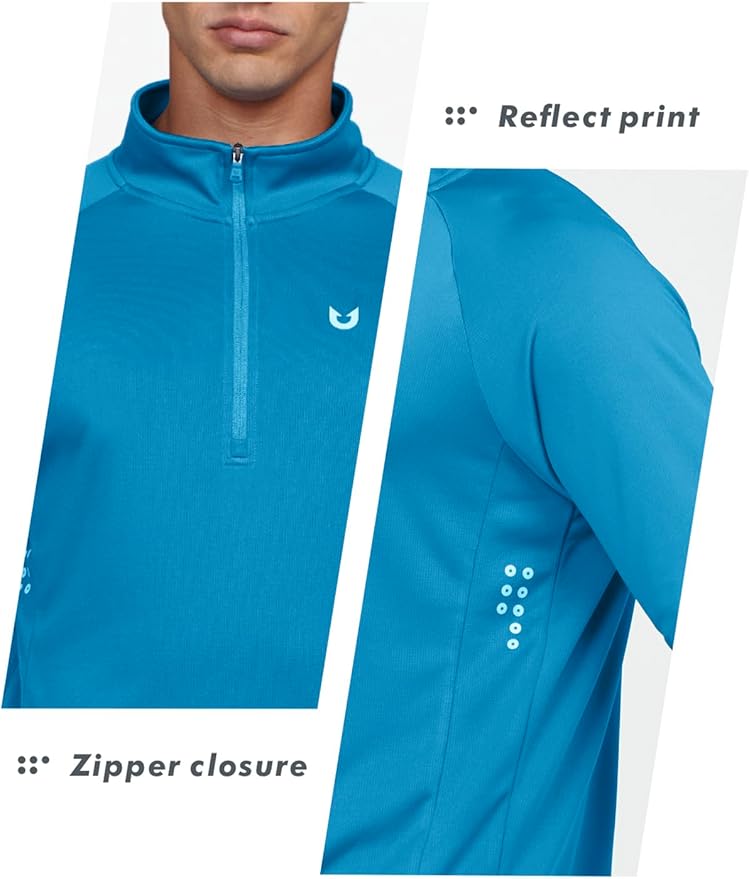 NORTHYARD Quarter Zip Pullover Men Running Shirt Long Sleeve Moisture Wicking Quick Dry Athletic Workout Shirts
