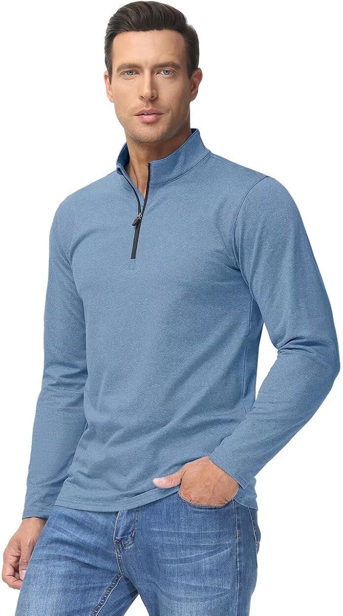 Boladeci Men's Quarter Zip Pullover Premium Fleece Lined Heather Long Sleeve Golf Shirts Midweight 1/4 Half Zip Sweatshirts