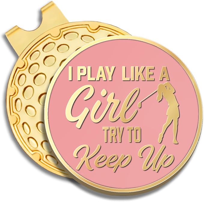 Pink Golfer Ball Marker with Magnetic Hat Clip, Funny Golf Accessories Gifts for Men Women, Novelty Birthday Gifts for Men Women Golfer Fan
