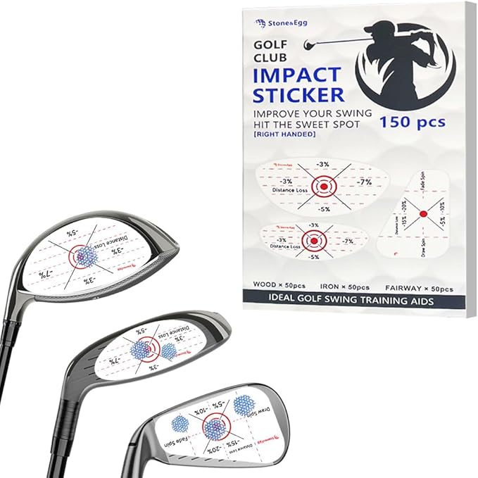 Golf Impact Tape, Self-Teaching Sweet Spot and Consistency Analysis, Golf Club Impact Stickers for Iron, Wood & Fairway Clubs, Non-Residue, Swing Training Aid Impact Labels