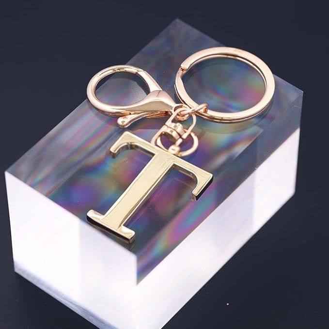 LAXPICOL Gold Letter A-Z Keychain for Women Bag Charms Purse Charms For Handbags Metal Alphabet Initial Letter Keychain