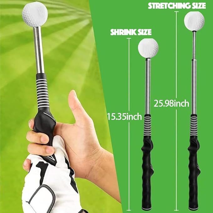 Retractable Golf Swing Trainer Right-Handed Click Stick Golf Grip Portable Grip Trainer with Click Feedback for Right Trainer Ideal for Beginners, Indoor & Outdoor Practice