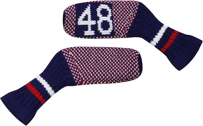 Scott Edward 1/7/10 Pcs Knitted Golf Club Head Covers for Irons Wedge Cuteness and Basically Socks Shape Washable Golf Club Head Protector on Pattern Style Double Sided Customized