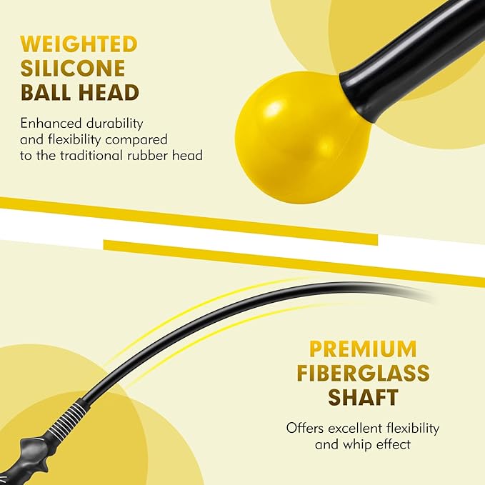 GYMAX Golf Swing Trainer, Warm-Up Stick with Grip Trainer for Rhythm, Balance, Tempo & Strength, Right Handed Swing Speed Training Aid, Weighted Golf Club for Indoor Practice