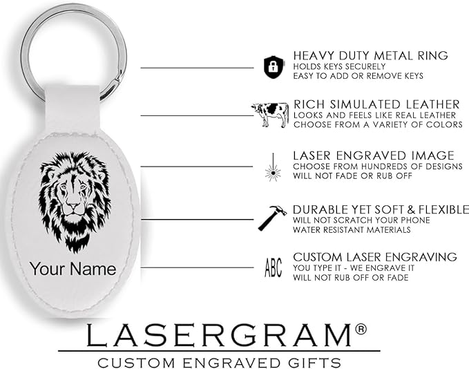 LaserGram Oval Keychain, Golfer Golfing, Personalized Engraving Included (White)