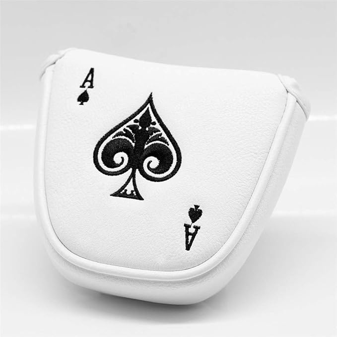 Golf Putter Cover Headcover Magnetic, Poker Ace Style Golf Club Head Cover, 4 Models Available Headcovers for Blade Half-Mallet Square Putters
