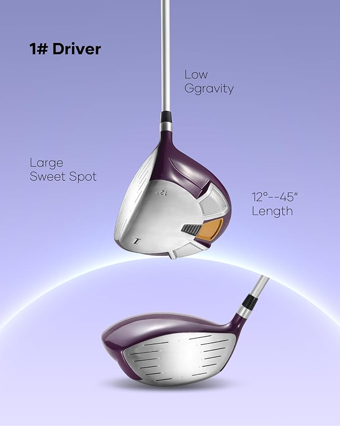 Golf Clubs Womens Golf Clubs Golf Club Set with Head Cover Stand Bag Includes #1 Driver & #3 Fairway Wood & #4 Hybrid & #7#8#9#P Irons