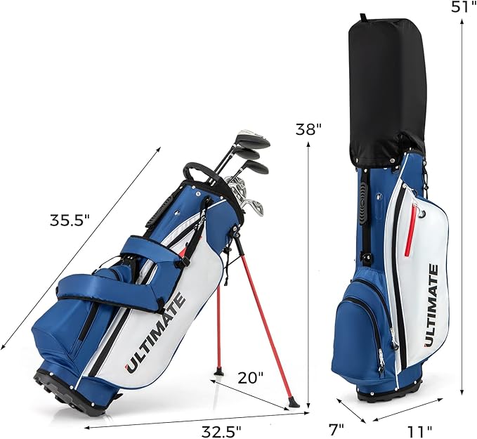 ULTIMATE Left Handed Golf Clubs for Men, 10pcs Men's Complete Golf Club Set Includes 460cc #1 Driver, #3 Fairway Wood, #4 Hybrid, #6/#7/#8/#9/#P Irons, Putter