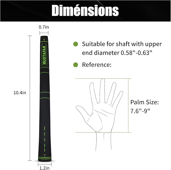 MUSTAFAR Premium Rubber Midsize Golf Grips 13 Pack -Enhanced Traction and Comfortable,Durable Golf Club Grips 4 colors Available