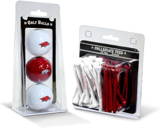 Team Golf NCAA Logo Imprinted Golf Balls (3 Count) & 2-3/4" Regulation Golf Tees (50 Count), Multi Colored