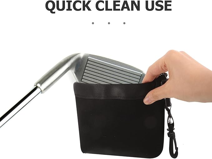 Mikinona Portable Golf Club Cleaning Pouch with Detachable Clip Fabric Liner Golf Ball Bag for Club Face Maintenance and Outdoor Use