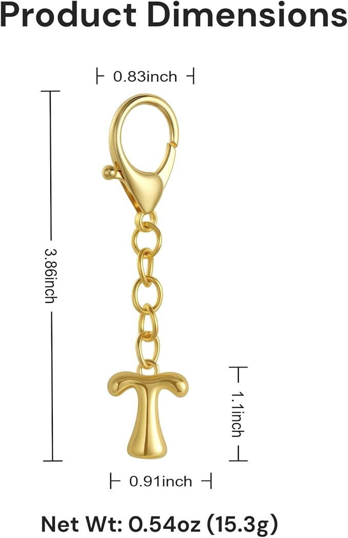 Bubble Gold Letter Bag Charms for Women, Cute Initial Keychain for Handbags, Purse Charms Birthday Christmas Gifts