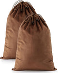 FantasyLife Shoe Bags for Travel, Washable Dust Bags for Storage & Packing, Flannel Shoe Pouch with Drawstring Closure for Purses, Handbags, Shoes & Toys (2, Mocha Mousse)