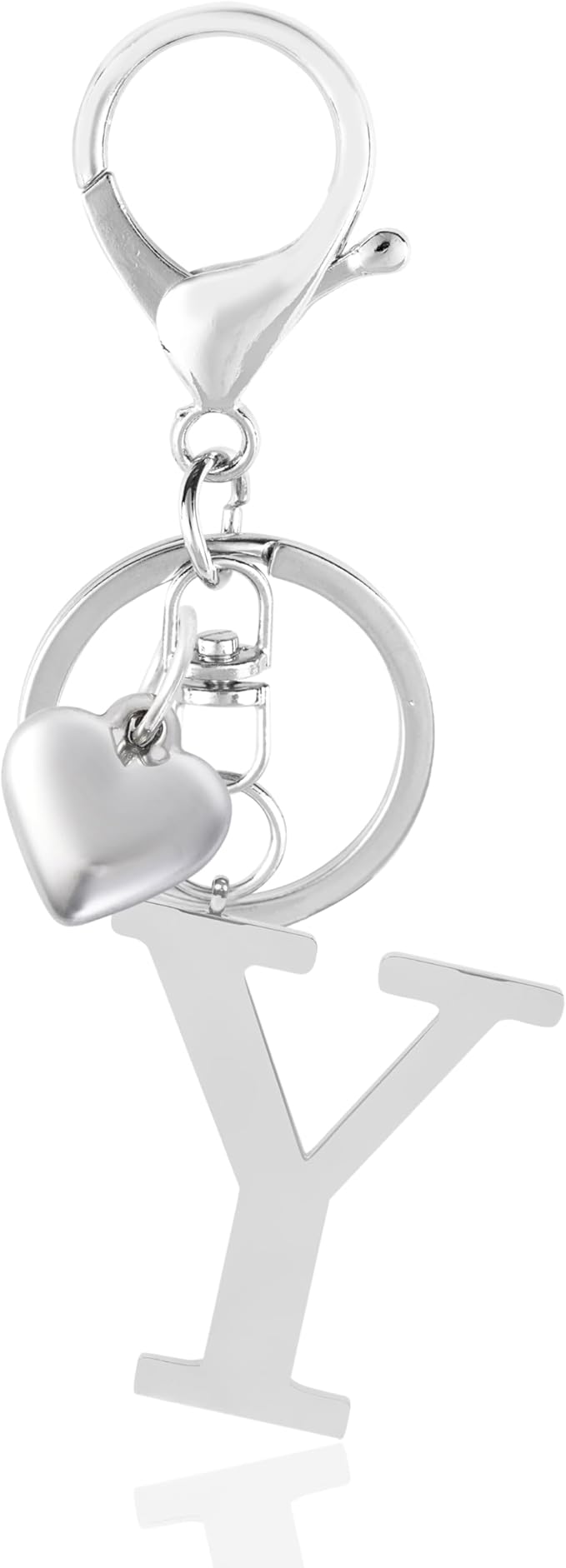 Metal Heart Alphabet Keychain for Women, Girls - Cute Initial Letter Accessories for Purse, Bag Charms and Backpack