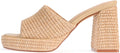 Monrovia Womens Sandals Heels for Women Slide On Block Chunky Platform High Heels Open Toe Raffia Wedge Sandals