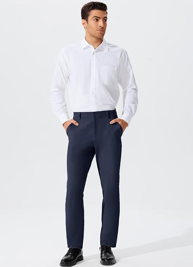 QPNGRP Men's Golf Pants 30"/32"/34" Inseam Lightweight Stretch Work Dress Pants