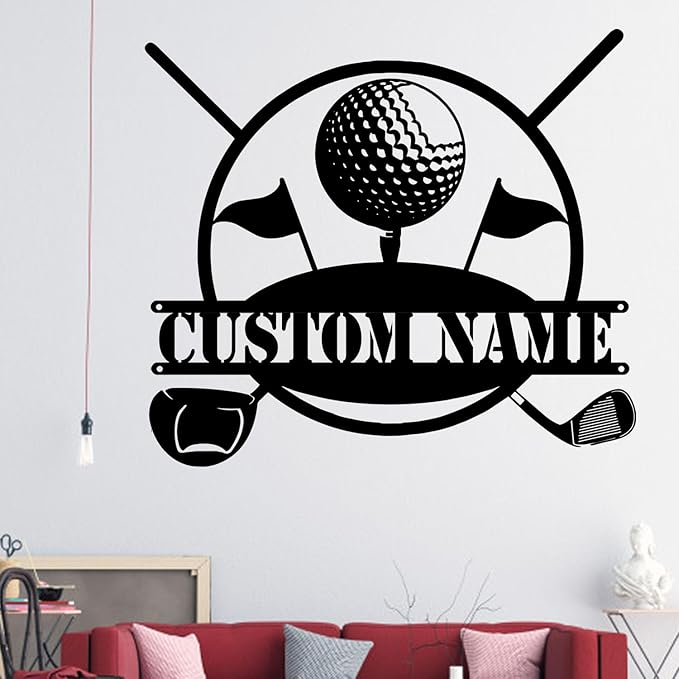 Custom Golf Metal Sign Wall Art, LED Lights Home Decor for Golf Lovers, Personalized Gift for Dad, Unique Hanging Decor for Man Cave or Office, Durable and Eye-Catching Design