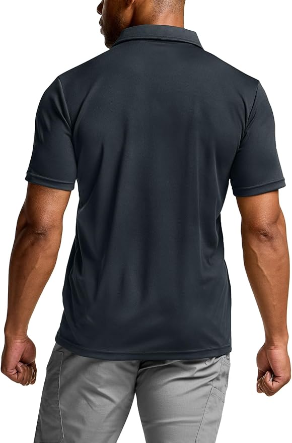 CQR Men's Polo Shirts, Tactical Short Sleeve Golf Performance Shirts, Lightweight Dry Fit UPF 50+ Pique