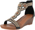WOJWSKI Women's Slide Wedge Sandal Open Toe High Heel Zipper Back Platform
