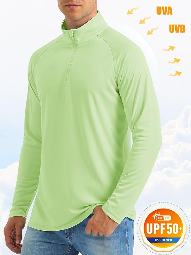 MAGCOMSEN Men's Long Sleeve Sun Shirts UPF 50+ Tees 1/4 Zip Up Fishing Running Rash Guard T-Shirts Outdoor Shirt