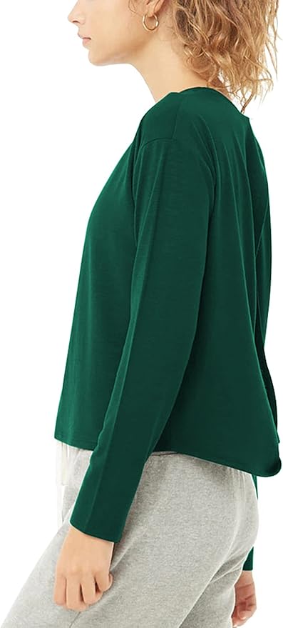 Bestisun Long Sleeve Workout Shirts Yoga Dance Tops Open Back Athletic Clothes for Women