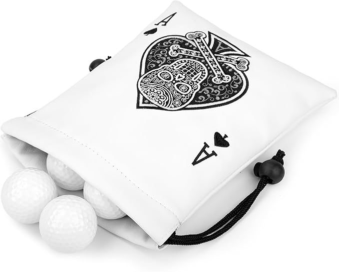 Golf Valuables Pouch, Leather Golf Tee Pouch with Drawstring Closure Golf Ball Handbag Portable Ball Pouch Golf Accessories for Men Women