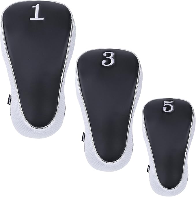 Andux Golf Club Driver Wood Head Covers with Hook & Loop Set of 3