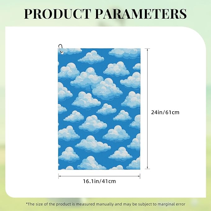 Clouds Golf Towel Waffle Microfiber with Hook Detachable Clip 24x16in