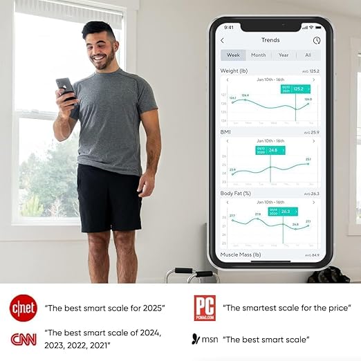 Wyze Smart Scale X Butterfly - Bathroom Scale for Body Weight, BMI, Body Fat, Muscle Mass, Accurate Bluetooth Digital Scale for Body Composition Analyzer | Sync Health Apps | ITO Glass, 400 lbs, White