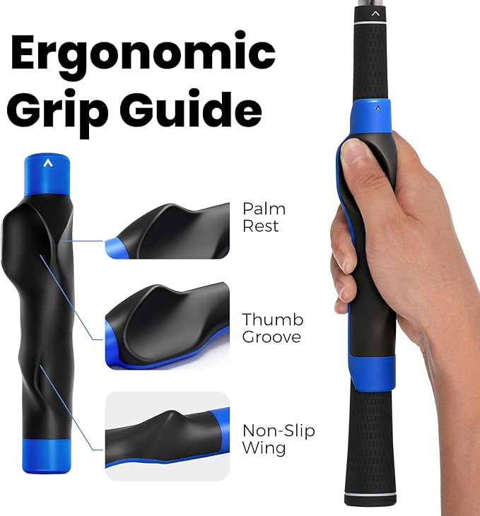 Golf Grip Trainer – Right-Hand Swing Trainer & Practice Grip Corrector for Proper Hand Position, Muscle Memory & Consistent Swings – Non-Slip, Easy Install, Fits Most Clubs – Great Golf Gift for Men & Dads