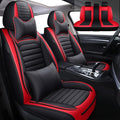 Leather Car Seat Covers for Volkswagen Golf 2001-2021,Car Seat Covers Full Set,Seat Covers with Safety,Waterproof Seat Cover Compatible Airbag(5pcs Black&Red Bars Luxury)