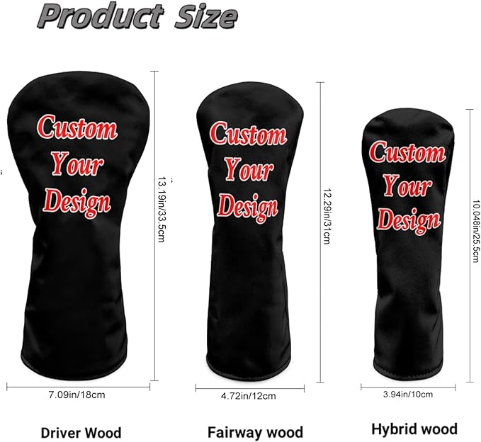 Golf Club Head Covers for Club Protective, Waterproof PU Leather Driver Fairway Wood Hybrid Head Cover