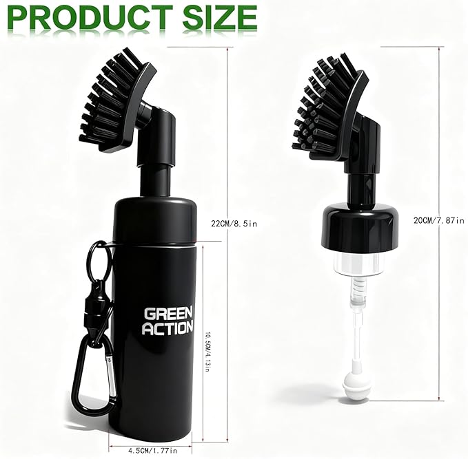 Golf Club Brush with Magnetic Clip & Water Sprayer - 5oz Capacity, Stiff Bristles for Deep Cleaning, Silicone Hose & Gravity Ball for Easy Use on Course