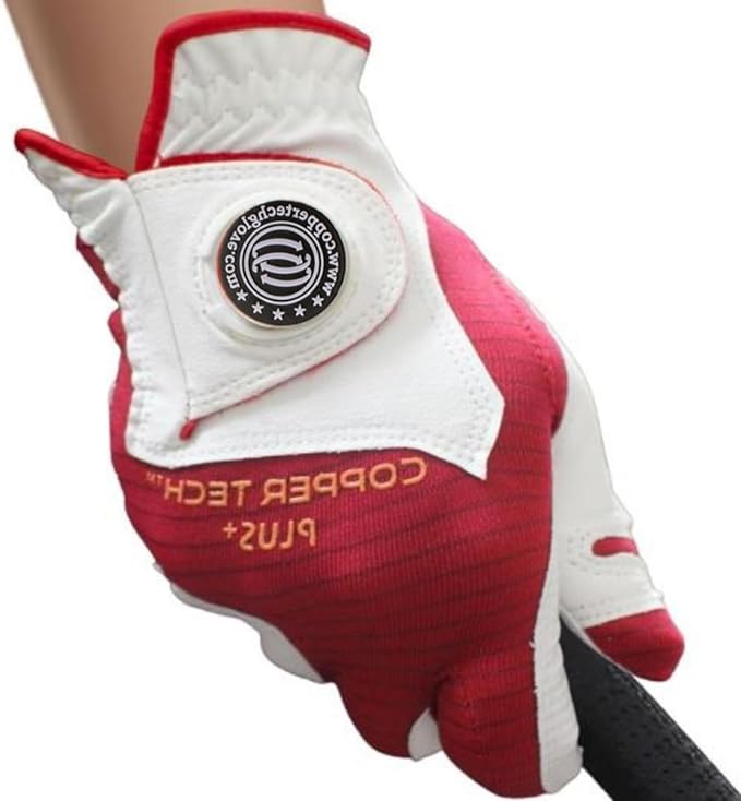 Men's 1-Pack Right and Left Handed Golfers Golf Glove – Advanced Compression for Muscle Support, Joint Relief Gloves – White/Red