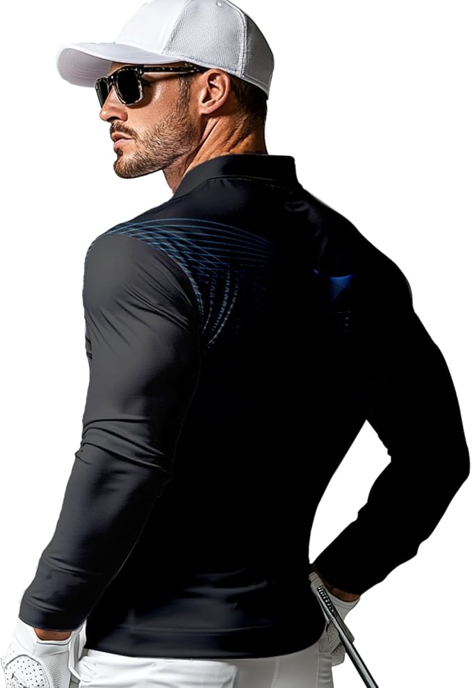 Men's Long Sleeve Golf Shirt Quick Dry 3 Button Work Fishing Outdoor Casual Collar Shirt