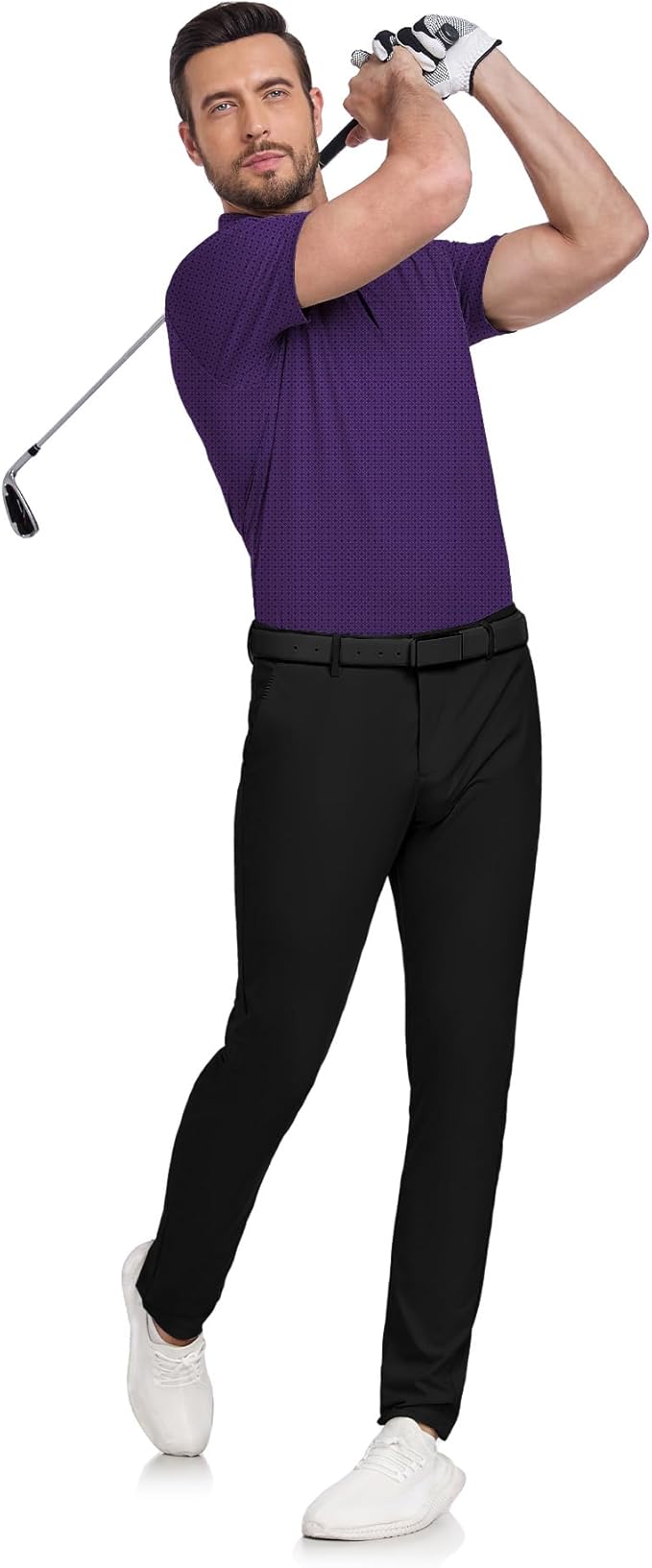 JACKETOWN Mens Polo Shirts Short Sleeve Print Dry Fit Performance Moisture Wicking Casual Collared Golf Shirts