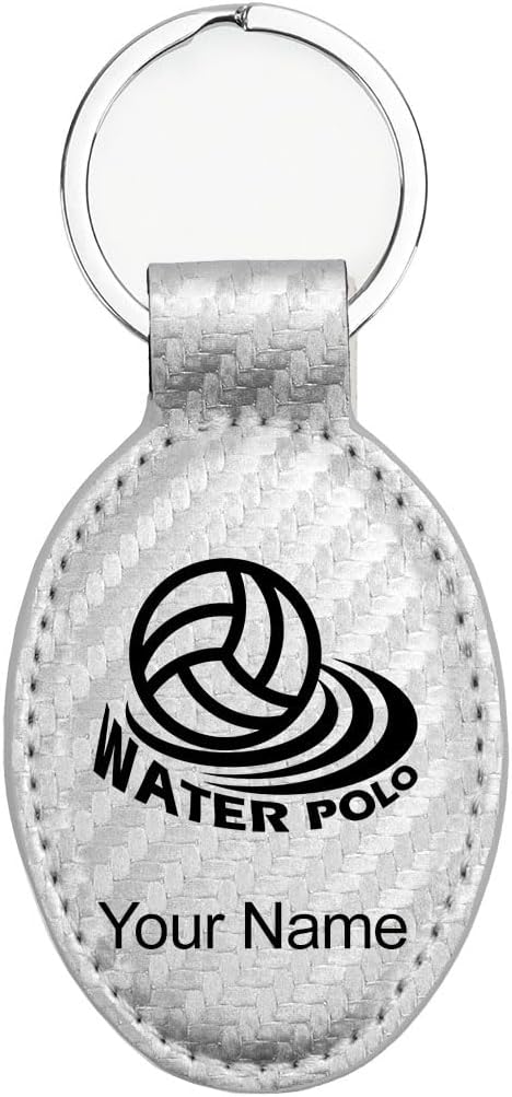 LaserGram Oval Keychain, Water Polo, Personalized Engraving Included