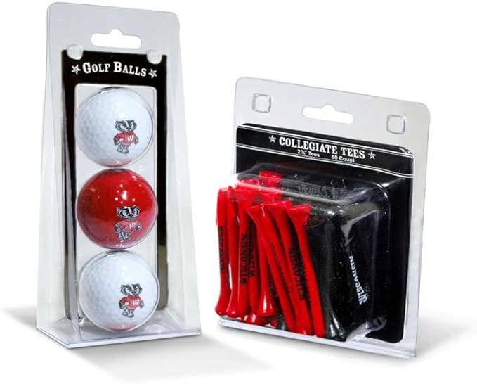 Team Golf NCAA Logo Imprinted Golf Balls (3 Count) & 2-3/4" Regulation Golf Tees (50 Count), Multi Colored