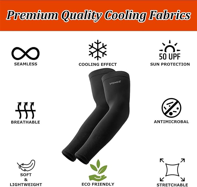 YQXCC 4 Pairs Arm Sleeves, Cooling UV Sun Protection Sports Compression Sleeves for Men Women, Golf Basketball Arm Sleeves