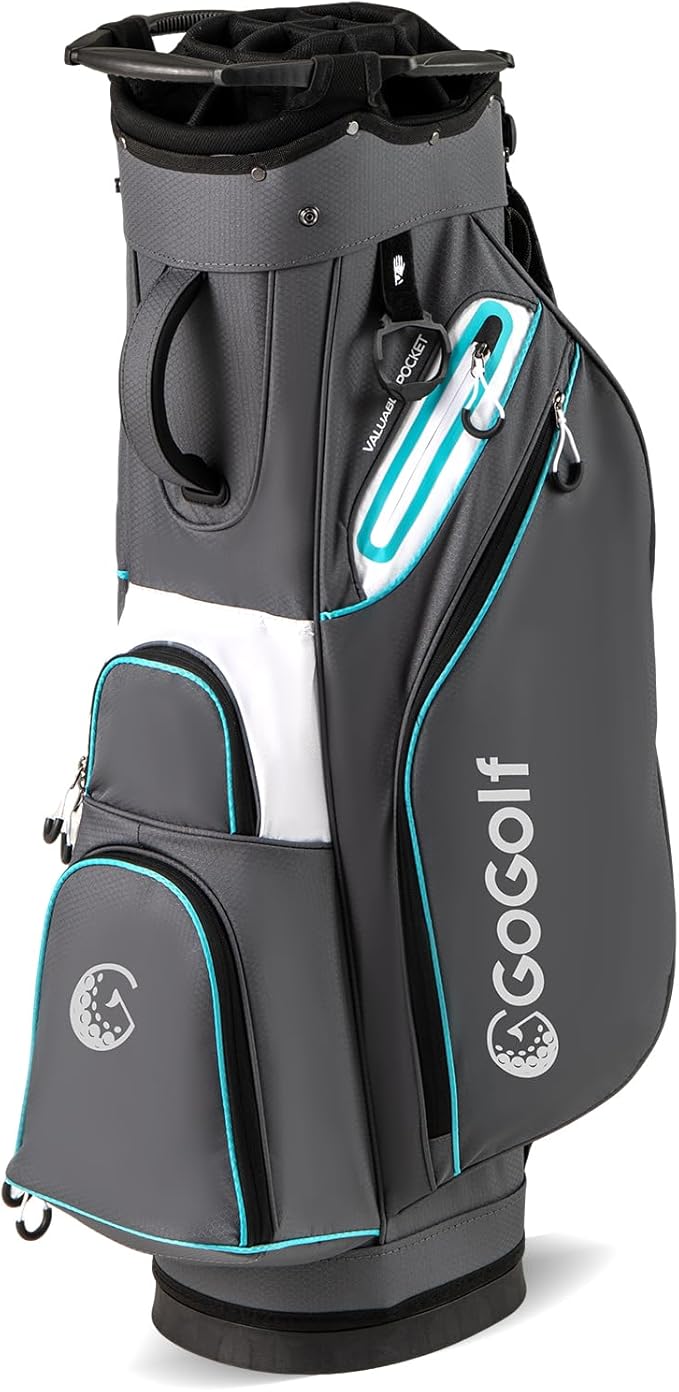 Tangkula Golf Cart Bag, Lightweight Golf Bag with 14-Way Divider Top, Portable Golf Club Organizer Bag with Cooler Pocket, Adjustable Shoulder Strap, Rain Hood & Umbrella Holder for Men & Women