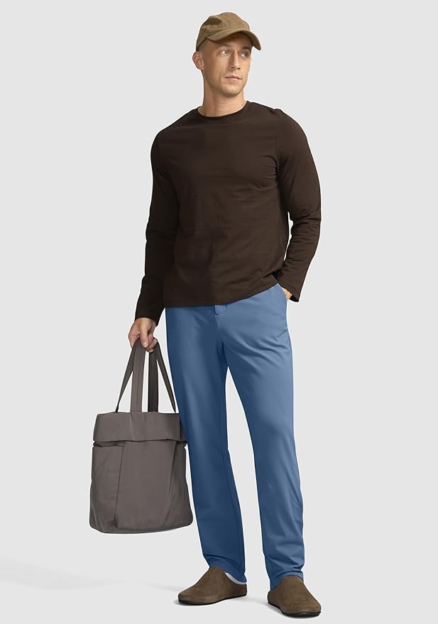 Soothfeel Men's Fleece Lined Pants 30"/32"/34" Golf Work Dress Pants Casual Insulated Warm Winter Trousers with Pockets