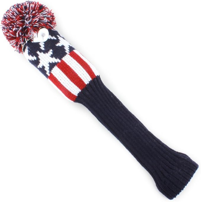 Craftsman Golf Knit Pom Pom 3pcs Headcover Set Vintange Sock Covers for Driver and Woods