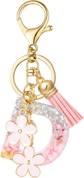 SELOVO Girls Pink Flower Chain Cute Keychain Initial Keychain Key Chain for Women
