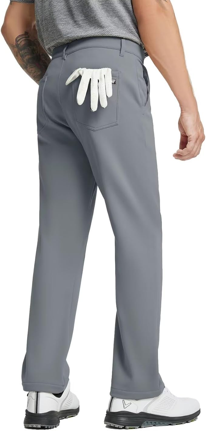 M MAELREG Golf Fleece Lined Pants Men Softshell Water-Resistant Workout Casual Outdoor Hiking Insulated Winter Pants for Men