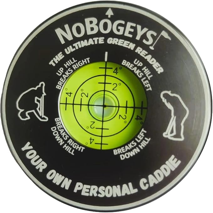NoBogeys Precision Aluminum Green Reader - with Magnetic Back - Pocket Size, Accurate Putting Aid for Golf - Heavy Duty Metal Ball Marker