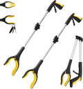 2 Pack 32 inch GrabRunner Reacher Grabber Tool with Rotating Head and Magnet (New Yellow)