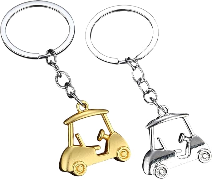 Pack Of 2 Zincs Alloy Realistic Golf Cart Keychains Golf Themed Holder Lightweight For Keys Bags Accessories