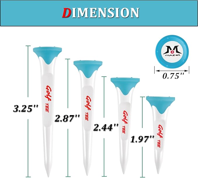 MAZEL Plastic Golf Tees 8 Pack｜Excellent Durability and Stability Plastic Tees with 5 Prongs,Reduces Friction & Side Spin
