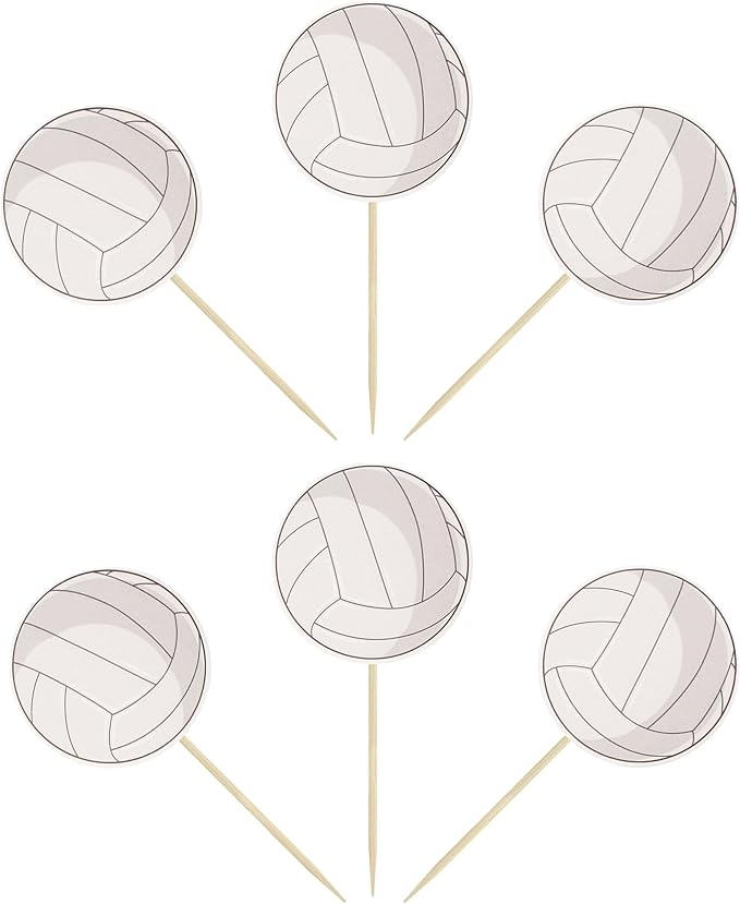 36Pcs Volleyball Cupcake Toppers Sport Balls Cupcake Picks Volleyball Theme Birthday Party Baby Shower Sport Game Party Cake Decorations Supplies
